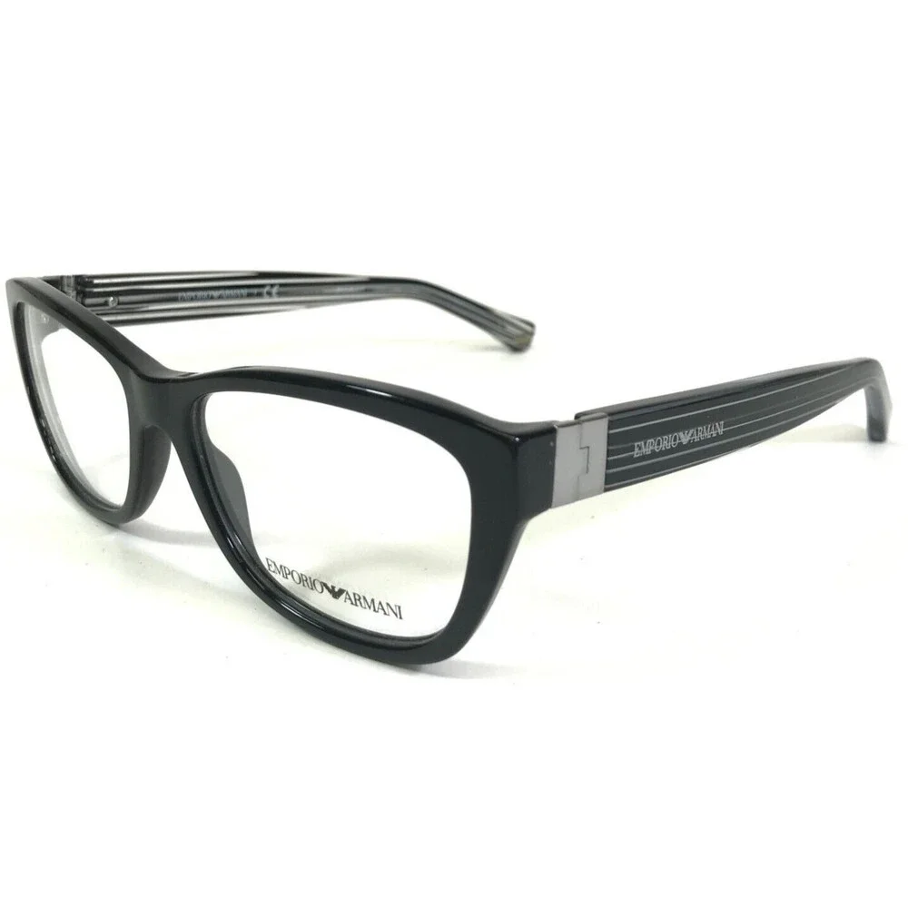 Emporio Armani Eyeglasses Frames EA3084 5017 Black Gray Clear Striped 52-16-140